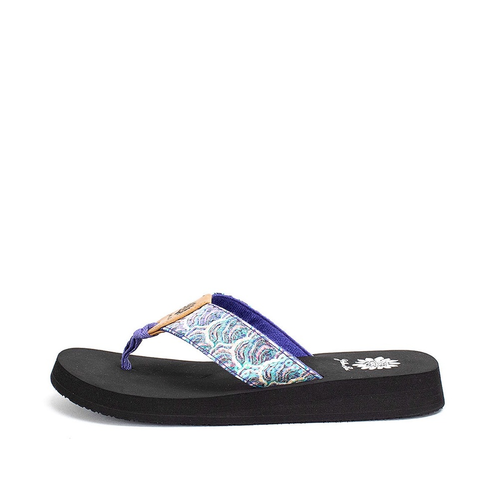 Yellow box flip flops Fabulis color purple multi medium width